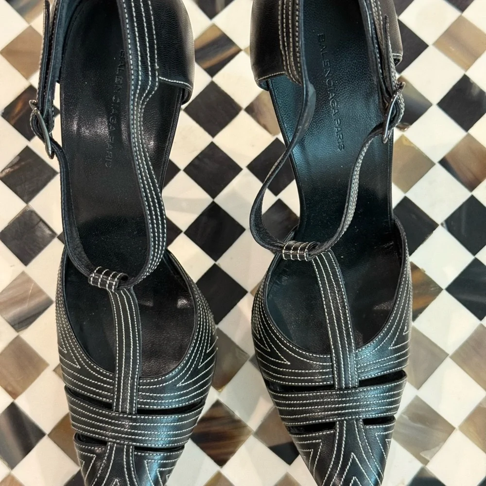Balenciaga t strap stiletto platforms EUC